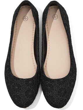 Womens Black Round Toe  Ballet Flats Dressy Slip On Shoes for Work Wedding Shoes